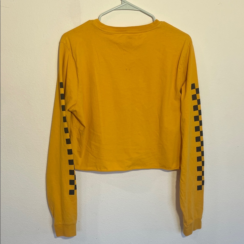Vans Cropped Long Sleeve with Black Checkered Sleeves -Large - Picture 3 of 6